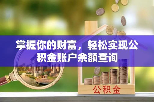 靖安掌握你的财富，轻松实现公积金账户余额查询